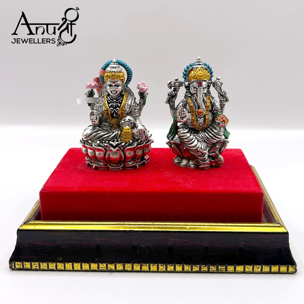 Antique Laxmi Ganesh Silver Murti (123.840 grams)